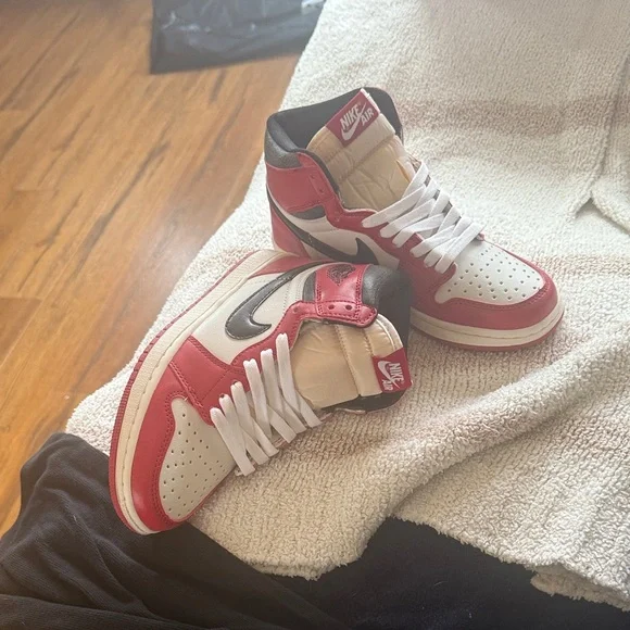 Nike Red and White Sneakers with Black Accents